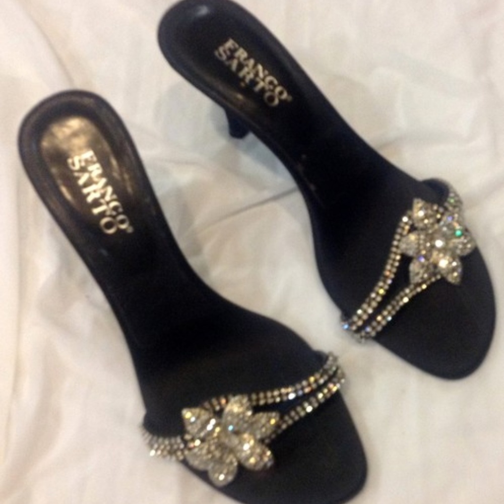 Black Beaded Vintage Mules/Slides  Size: US 8 Reg